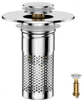 Bathroom Sink Drain Strainer,Universal Pop-Up Sink Stopper Hair Catcher, Anti-Clog Stainless Steel Drain Filter Basket, Removable Sink Drain for Bathroom Sink Stopper Replacement
