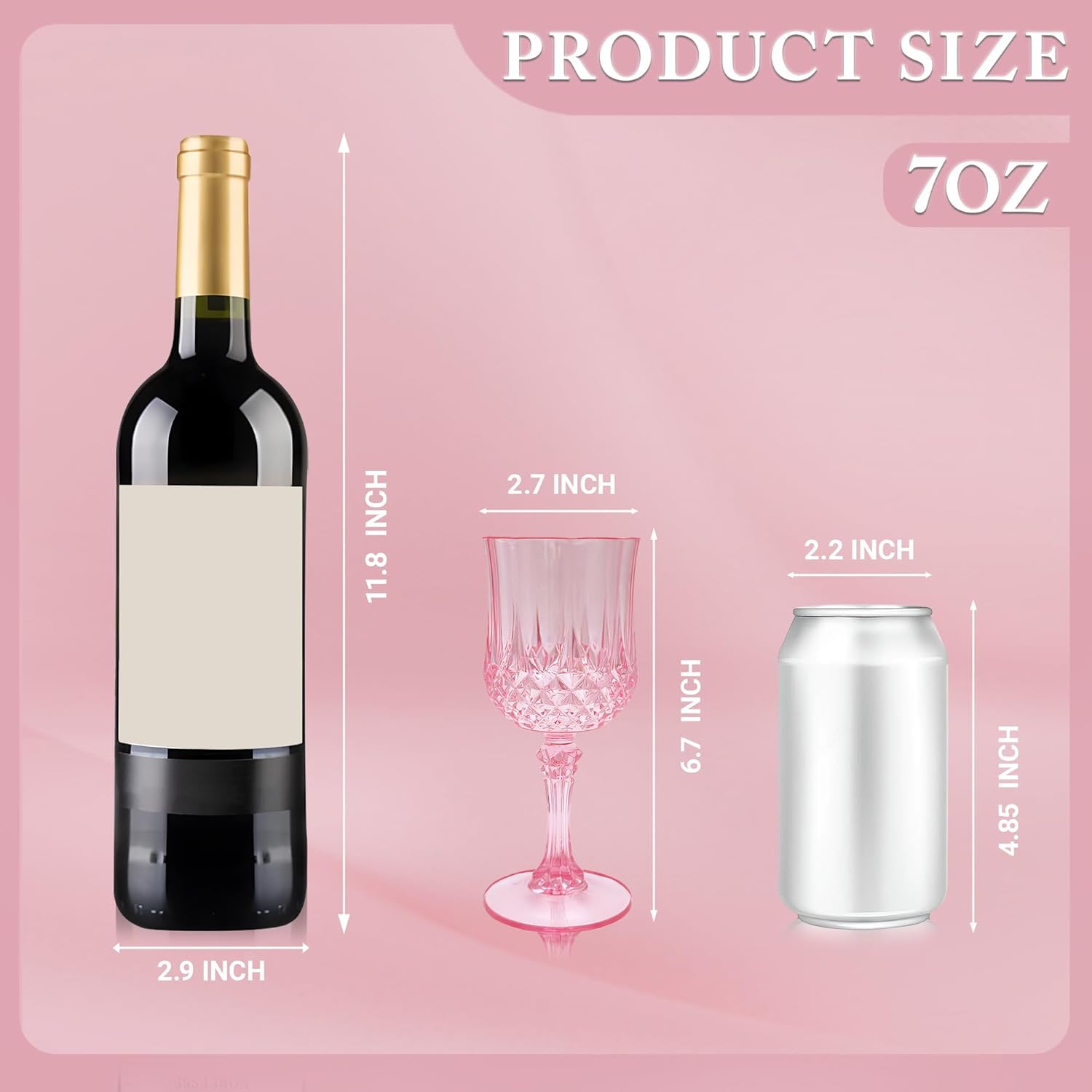 Plastic Wine Glasses，Plastic Goblets Vintage Style Cordial Drinking Glasses for Wedding Reception, Grand Event Party Supplies (48, Pink)