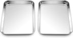 Homikit 2 Pack Baking Sheet, 9 x 7 Inches Stainless Steel Cookie Tray Set for Cooking Toasting, Mini Metal Cookie Toaster Oven Baking Pan Non Stick, Rustproof & Mirror Finish, Dishwasher Safe
