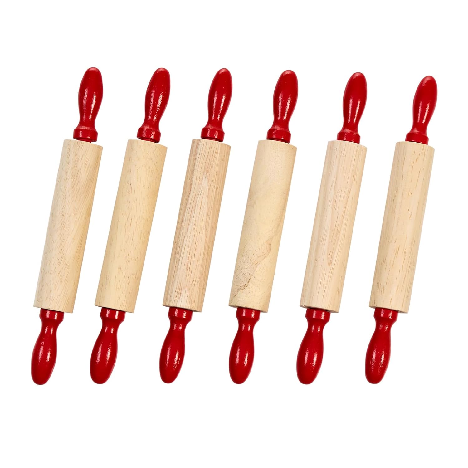 Colorations Natural Wood Rolling Pins, Set of 6, for Kids, Arts & Crafts, 7 Inches x 1 Inch (d), Class Pack, Party Pack, Dough, Clay, Sculpting, 6RP