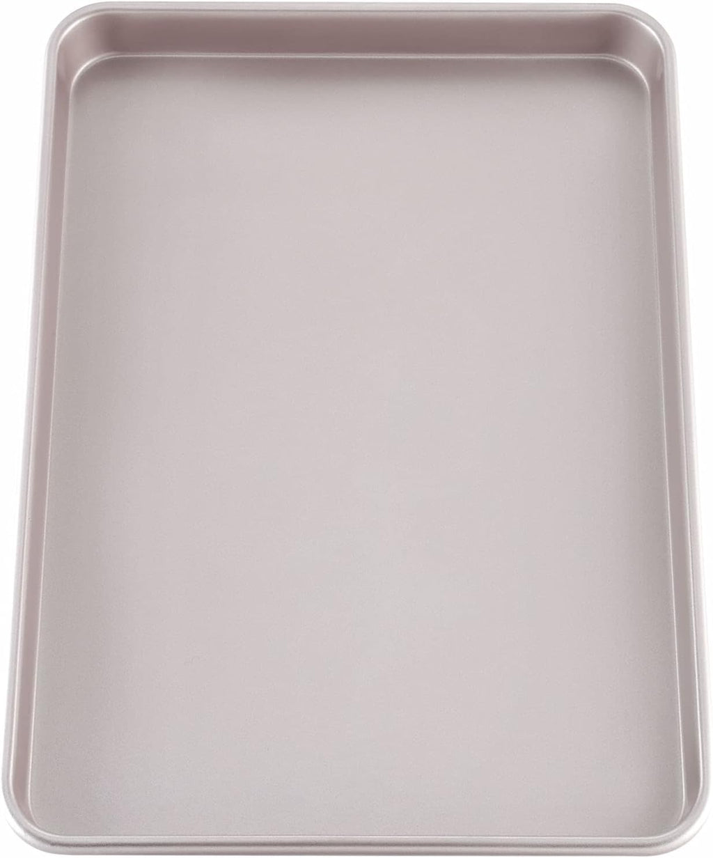 CHEFMADE 17-Inch Baking Sheet Pan, Non-Stick Carbon Steel Rimmed Cookie Sheet Pan for Oven Roasting Meat Bread Jelly Roll Battenberg Pizzas Pastries 12.8" x 17.7" x 1.1" (Champagne Gold)