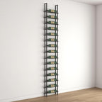 Wine Rack Freestanding Floor, 16 Tier 16 Bottle Capacity Display Holder, Black Industrial Wine Bottle Storage Shelves, for Any Bar, Wine Cellar, Kitchen, Dining Room (Black, 1 Column)