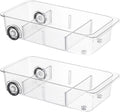 Attelite RollOut Refrigerator Drawer Organizer and Storage Clear Design with Dividers, Fridge Organizer on Wheels, Upgrade Thick Plastic Pantry Storage Bins, Kitchen Organization 2 Set