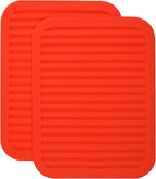 Silicone Trivets for Hot Dishes, Trivet Mat-Hot Pads for Kitchen-Versatile Trivet Mat for Hot Pots&Pans-Heat Resistant Mats for Counter&Table, Pot Holders-Dishes Drying Mat (9x12) Pack 2 Red