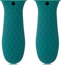 Patelai 2pcs Silicone Handle Cover for Cast Iron Skillet Kitchen Silicone Handles for Pots and Pans Non-Slip Pot Holder Sleeve for Fry Pan Griddles Metal Aluminum Cookware(Green)
