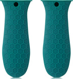 Patelai 2pcs Silicone Handle Cover for Cast Iron Skillet Kitchen Silicone Handles for Pots and Pans Non-Slip Pot Holder Sleeve for Fry Pan Griddles Metal Aluminum Cookware(Green)