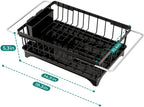 Small Dish Drying Rack in Sink, Expandable Stainless Steel Dish Drainers for Kitchen Counter, with Drain Board & Utensil Holder(Black)