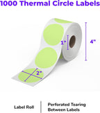 Rollo Circle Thermal Labels 2 Inch - Roll of 1,000 Round Sticker Labels - Multi-Purpose Direct Thermal Printer Stickers 2x2 (Green)