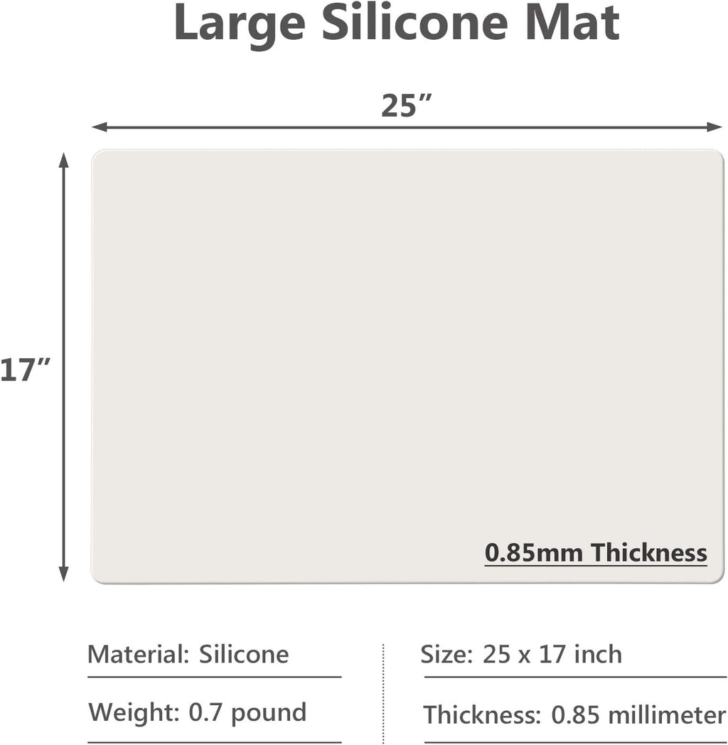 Gartful 25"x 17"x 0.03" Silicone Mats for Kitchen Counter, Large Silicone Countertop Protector, Nonskid Heat Resistant Desk Saver Pad, Multipurpose Mat, Placemat, Beige