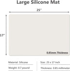 Gartful 25"x 17"x 0.03" Silicone Mats for Kitchen Counter, Large Silicone Countertop Protector, Nonskid Heat Resistant Desk Saver Pad, Multipurpose Mat, Placemat, Beige