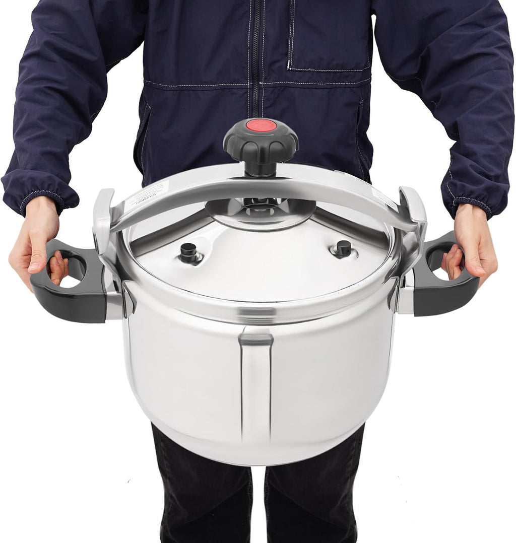 23.2 Quart Pressure Cooker Stainless Steel Pressure Canner, Large Capacity, Commercial Pressure Cooker Clamp On Type, Single Valves for Family or Commercial Use