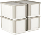 HAIXIN Collapsible Storage Bins with Lids 4 Pack - 62.8 QT Foldable Closet Storage and Organizer Plastic Stackable Storage Box for Home Garage Office Craft