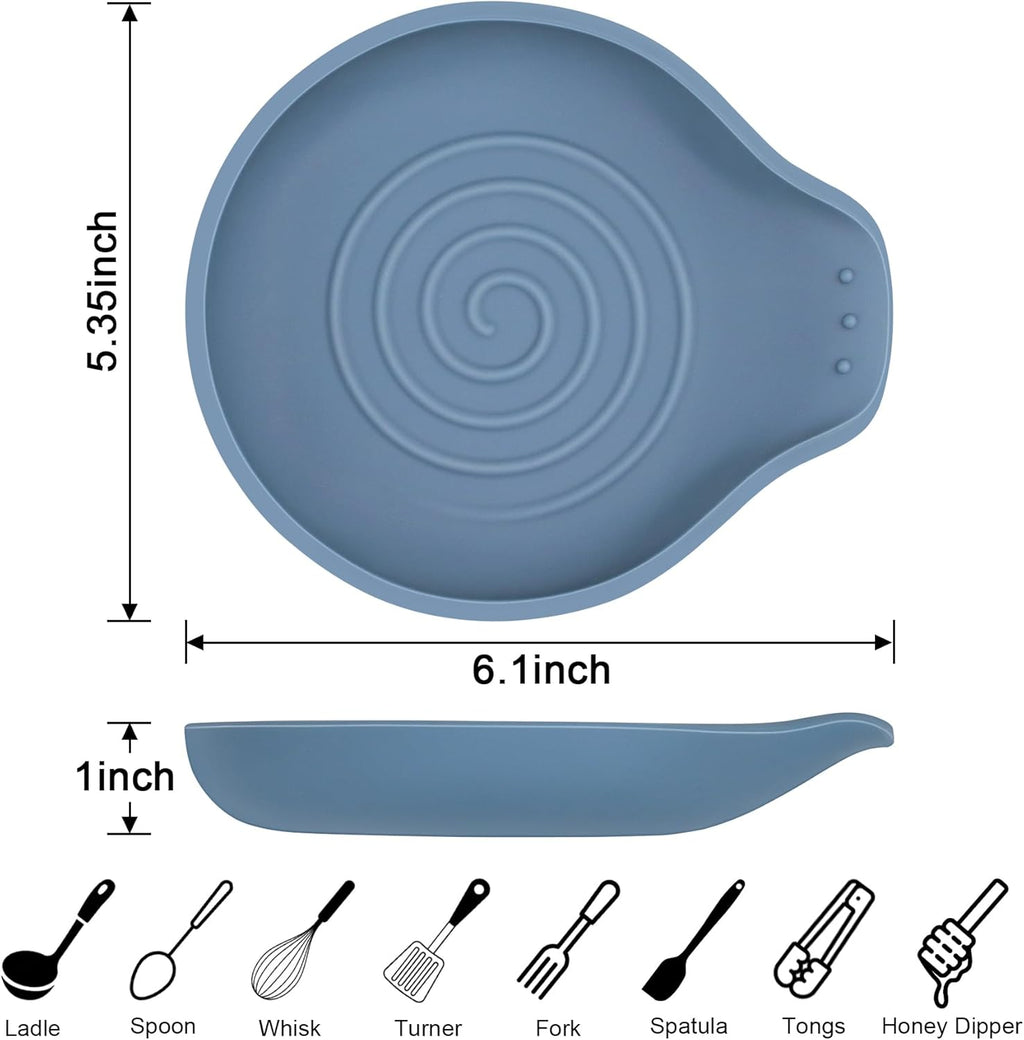 Silicone Spoon Rest for Stove Top - BPA-Free, Heat-Resistant Spoon Holder - Spoon Rest for Kitchen Counter - Large Cooking Utensil Rest for Spoons, Spatulas, Ladles or Tongs - Blue 2 Pack