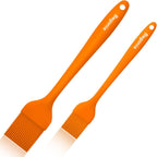Pastry Brush-Begonia Silicone Basting Brush for Cooking,2pcs 10+8 in Heat Resistant Food Brushes for Baking, Grilling, Cooking and Spreading Oil (Orange)