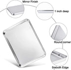 TeamFar Baking Sheet with Rack Set of 4, 20’’×14’’×1.2’’, Half Size Stainless Steel Cookie Sheet Baking Pans with Cooling Rack Set, Non Toxic & Rust Free, Mirror Finish & Easy Clean, 2 Pans & 2 Racks