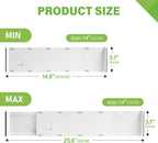 5 Pack Drawer Dividers 3.7" High Slim Organizers Expandable 14.8-25.6" Adjustable Separators for Shallow Drawers Kitchen Utensils Baby Clothes Underwear Storage-White(Long)