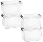Superio Clear Storage Boxes with Lids, 4.75 Quart Plastic Container Bins for Organizing, Stackable Crates, BPA Free, Non Toxic, Odor Free, Organizers for Home, Office and Dorm, 4 Pack