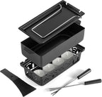 Swissmar Tandem Candle Fondue & Raclette Set - Portable 2-in-1 Tabletop Fondue Pot with Raclette Dish, Forks, Spatula & Tealight Candles