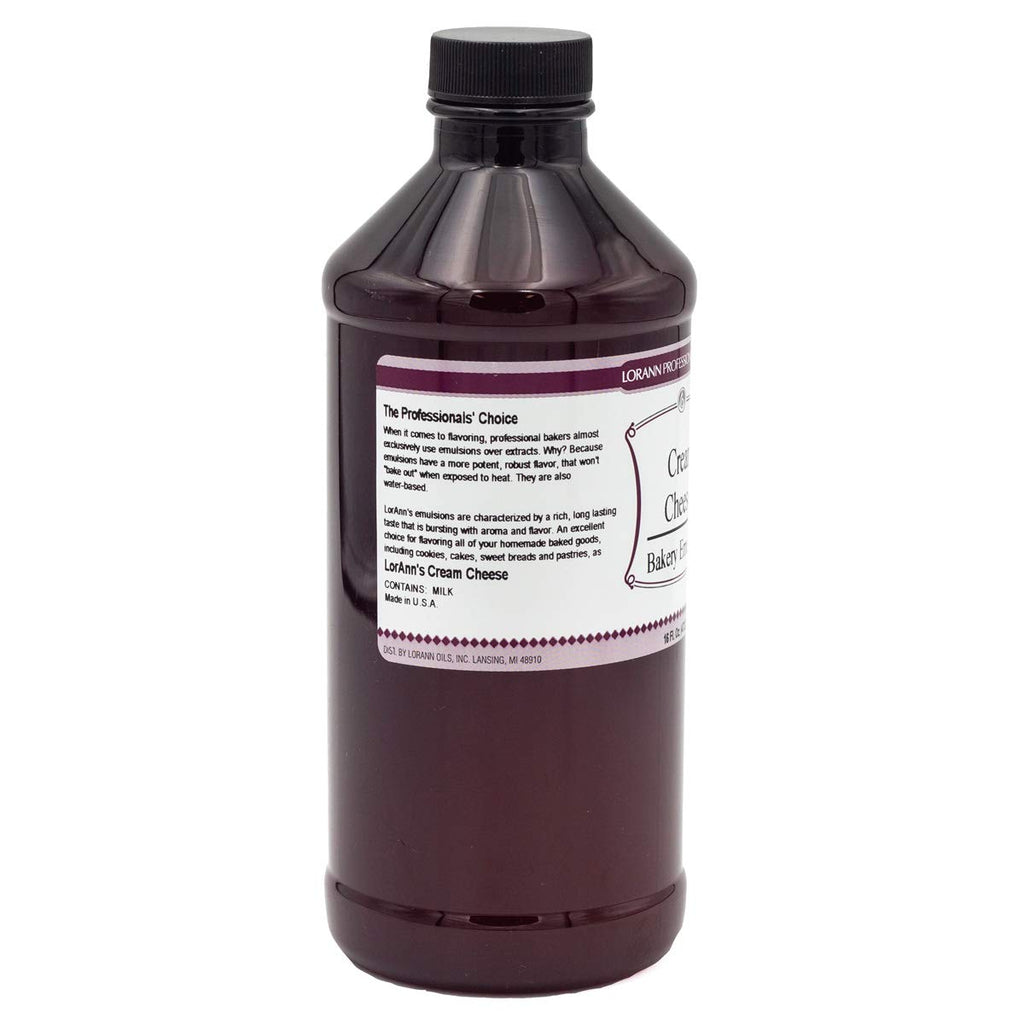 LorAnn Oils Cream Cheese Bakery Emulsion: True Essence, Ideal for Boosting Fruit Tones in Cakes, Cookies & Desserts, Gluten-Free, Keto-Friendly, Extract Substitute Essential for Your Kitchen, 16 Oz