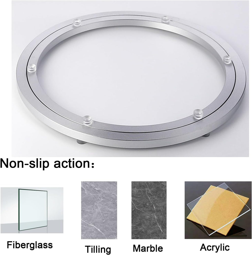Lazy Susan Metal Heavy Duty Hardware Rotating Turntable Bearings Swivel Plate Bearing Aluminum Metal for Dining-Table and Workbench (12 Inchs) …