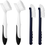 Dish Brush with Handle, 2 Pack Dish Scrub Brush with Built-in Scraper and 2 Pack Grout Brush, Kitchen Brushes for Dishes,Pots, Pans and Sinks