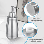 Soap Dispenser Stainless Steel - Brushed Nickel Pump Dispenser Bottle Refillable Liquid Hand Dish Soap Dispenser for Bathroom, Kitchen, Countertop, Silver (13.5 Oz / 400ML)