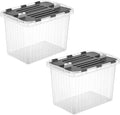 Superio 26 L Deep Storage Container with Hinged Lid (2 Pack)