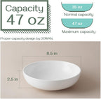 DOWAN Pasta Bowls 47 oz, Large Salad Bowls 2.5" Deep Soup Bowls, Porcelain Serving Bowls Set of 4, Big Kitchen Dinner Bowl Plates Pasta Plates, Microwave & Dishwasher Safe, Creamy White