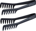 MSY BIGSUNNY 8-Inch Pasta Tongs, Stainless Steel Food Serving Tongs, Rust-Proof Spaghetti Tongs (Set of 2, Black)