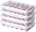 XBY-US 4 Pack Covered Egg Holders,Egg Holder For Refrigerator,travel egg Storage Container,Plastic Refrigerator Egg Trays,camping egg box,Deviled Egg Tray Carrier with Lid Fits 18X4 Eggs(72 Eggs)