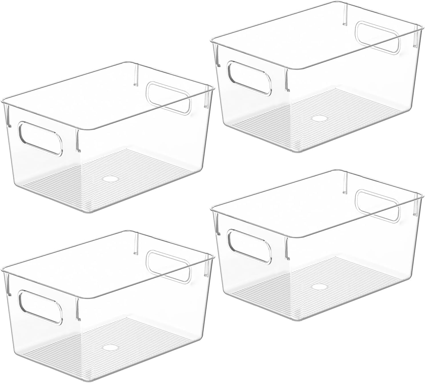 Clear Plastic Storage Bins, Pantry Organizers and Storage Containers Fridge Organizer Bins Kitchen Cabinet Organizer for Organizing Home, Bathroom, Freezer, Refrigerator. (10 x 7.3 x 5)