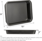Lyellfe 3 Pack Rectangle Baking Pan, Non-Stick Cake Pans for Oven, 13 x 9 Inch Deep Cookie Sheet Tray for Brownie Lasagna Casserole Bread, BPA Free