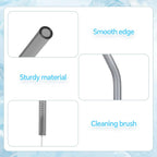 12 Pcs Reusable Glass Straws 8"x 8 mm Bent Glass Drinking Straws with Cleaning Brush for Tea, Smoothies, Milkshakes, Juices,Beverages(smoky gray)