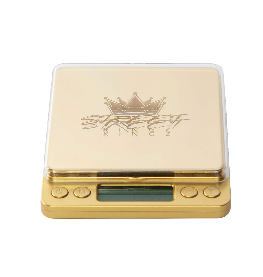 Street Kingz Gold Digital Scale - High Precision 1000g Capacity Portable Food Scale with Multi- Unit Conversion & Piece Counting - Mini Scale Includes 2 Weighing Bowls & 2 AAA Batteries