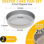 9.5 Inch Round Cake Pan Set of 2,Cast Aluminum Bakeware Ceramic Nonstick Oven and Dishwasher Safe(Beige)