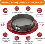 Boxiki Kitchen 10 Inch Nonstick Springform Pan, Professional Spring Form and Cheesecake Baking Mold, Leakproof Cake Pan with Silicone Handles