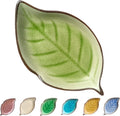 Ceramic Spoon Rest for Stove Top, Ice Cracks Leaf Cute Spoon Rest for Kitchen Counter Cooking Spoon Holder Utensil Tong Spatula Rest Ladle Holder, 1 PC (A, Grass Green)