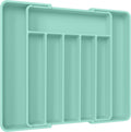 Aujen Silverware Organizer - Expandable Kitchen Drawer Organizer, Adjustable Utensil Organizer, Cutlery Tray for Forks, Knives, Multipurpose Kitchen Organizers and Storage Solution, Green, Large
