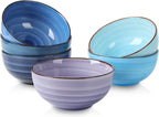 Selamica Ceramic 24 Oz Cereal Bowls Set, Deep Soup Bowls, 5.9 Inch Porcelain Kitchen Bowls for Pasta Salad Dessert Oatmeal Ramen, Microwave Dishwasher Safe, Set of 6, Gradient Blue