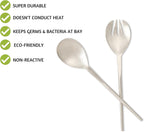Folkulture Stainless Steel Kitchen Salad Servers or Salad Serving Utensils for Cooking, 12 Inch Salad Tongs, Serving Spoon and Fork Set for Salad, Gravies or Pasta, Silver Finish