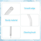 12 Pcs Reusable Glass Straws 8"x 8 mm Bent Glass Drinking Straws with Cleaning Brush for Tea, Smoothies, Milkshakes, Juices,Beverages(Clear)