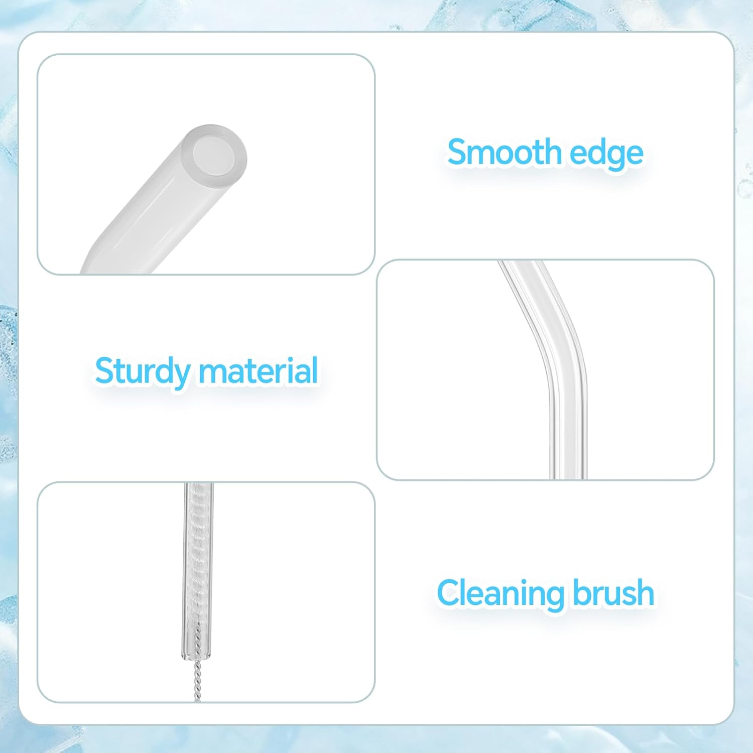 12 Pcs Reusable Glass Straws 8"x 8 mm Bent Glass Drinking Straws with Cleaning Brush for Tea, Smoothies, Milkshakes, Juices,Beverages(Clear)