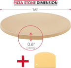 Unicook 16 Inch Round Pizza Stone, Heavy Duty Cordierite Bread Baking Stone for Oven and Grill, Thermal Shock Resistant, Ideal for Baking Crisp Crust Pizza, Bread and More, Includes Scraper