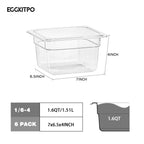 1/6 Size Food Pan 6 Packs 4 Inch Deep Clear Food Storage Containers BPA-free Polycarbonate Commercial Hotel Pan for Kitchen Business Use and Food Prep Freezer-safe