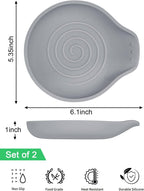 6.1" Large Spoon Rest for Stove Top, Silicone Spoon Rest for Kitchen Countertop Set of 2 Gray, Heat-Resistant Utensil Rest for Spatula, Tongs or Spoon
