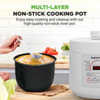 NutriChef Electric Pressure Cooker 6 Quart Capacity | 9 Function Digital Countertop Pressure Cooker | Adjustable Time & Temperature | Cook, Bake, Steam, Broil, & Braise | 13.1 x 11.4 IN | White
