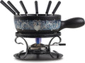 Artestia Swiss Fondue Set for Party - 2L Large Capacity Cheese Fondue Pot Melting Chocolate, Ceramic Fondue Pot, 6 Fondue Forks, Christmas, Wedding Gifts (Enchantment)