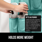GORILLA GRIP Over the Door Shoe Organizer, 24 Large Breathable Mesh Pockets, Space Saving Hanging Storage Holder, Closet Rack Hanger Holds Up to 40 lbs, Hangs on Closets, Shoes, Accessories, Turquoise