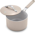 GreenLife 2 Quart Nonstick Saucepan with Lid, Lightweight Healthy PFAS-Free Milk Pan, Dishwasher & Oven Safe Soup Pan, Durable Body, Silicone Stay-Cool Handle, Easy Release Chef’s Pan, Taupe