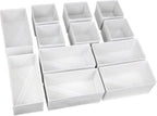 Set of 12 Drawer Organizer, Fabric Closet Organizer and Storage Baskets,Foldable Drawer Divider for Clothing,Sock,Ties,Underwear Drawer Organizers,Set of Cabinet Storage Boxes (White)